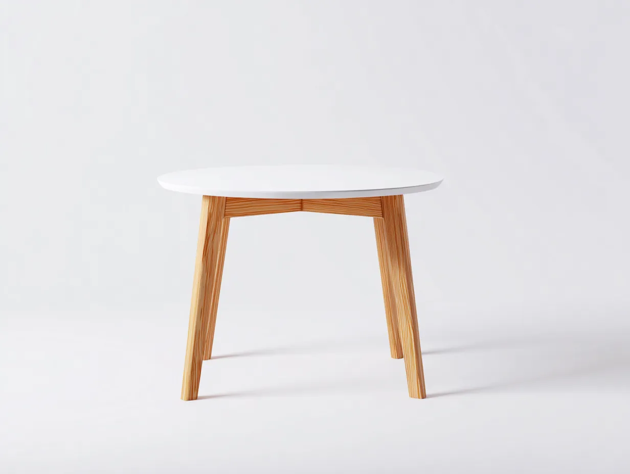 Esstisch Holz 110x110x74 cm - Weiß und Natur - rundes Design für Esszimmer