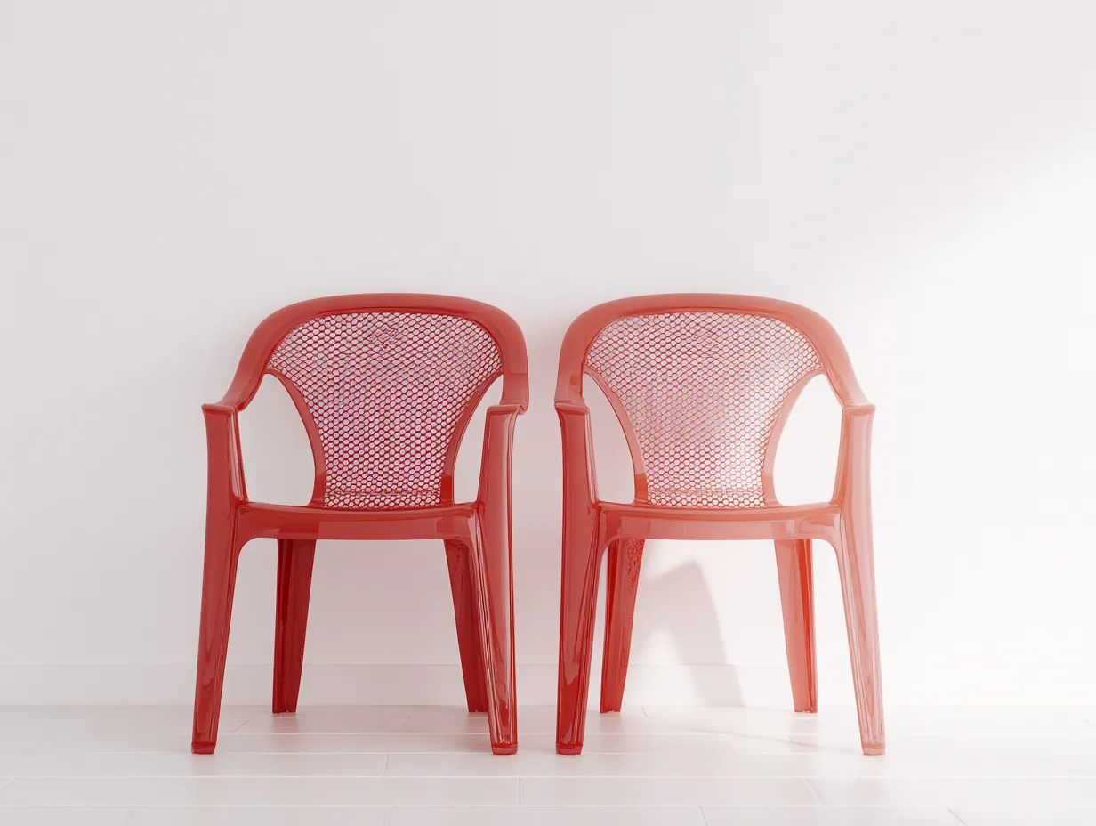 Esszimmerstuhl Kunststoff 57x55x82 cm - Korallrot - Outdoor-Armlehne