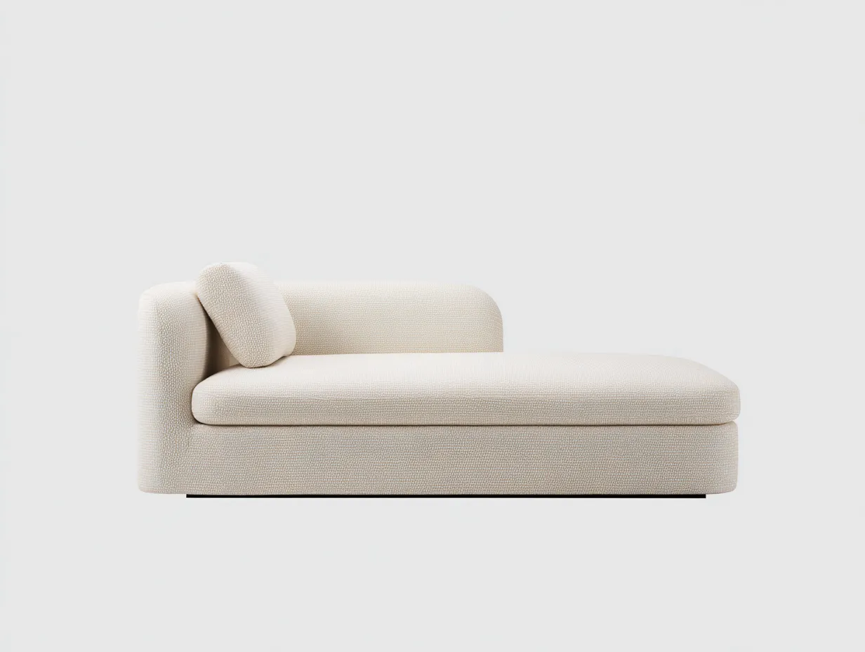 Chaiselongue aus beigem Bouclé Stoff 190x82x74 cm - Beige und Schwarz - runde Seitenlehne für Wohnzimmer