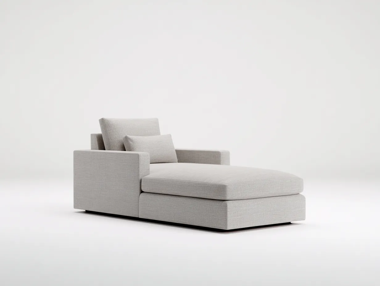 Chaiselongue aus Leinenstruktur 190x92x78 cm - Beige und Schwarz - breite Armlehnen für Wohnzimmer