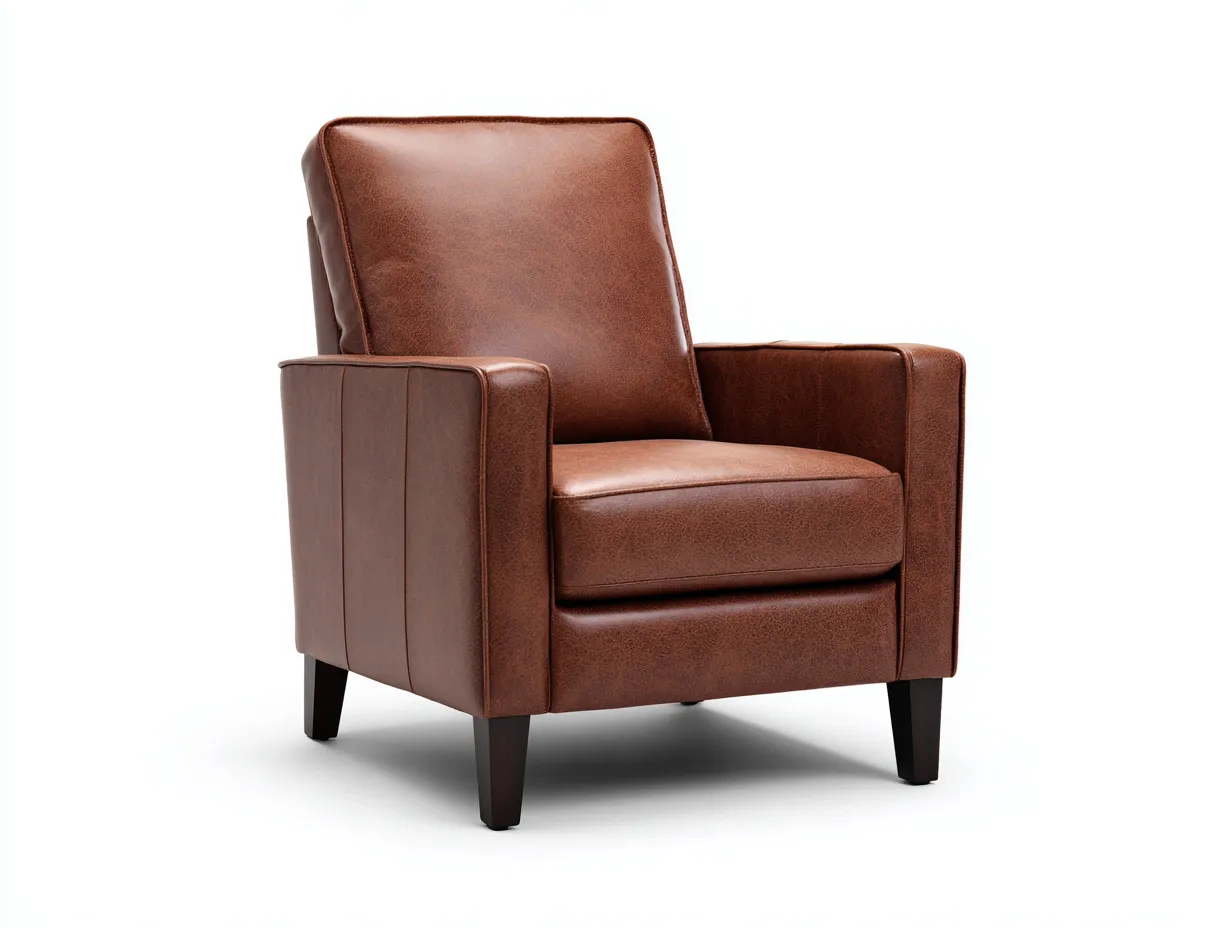 Sessel Leder 92x89x98 cm - Dunkelbraun - kantiges Polsterdesign für Wohnzimmer