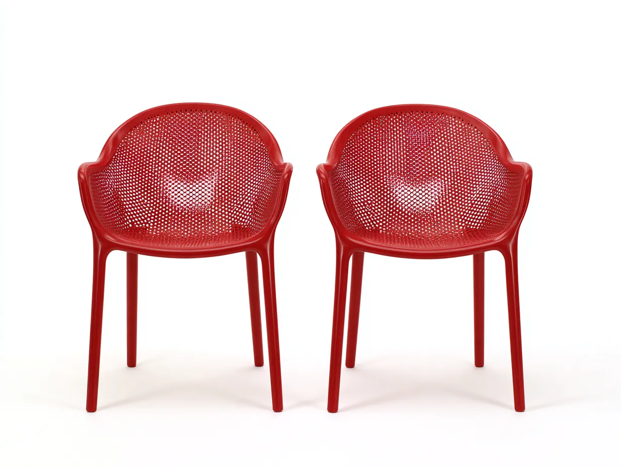 Esszimmerstuhl Kunststoff 59x56x83 cm - Rot - runde Netzlehne