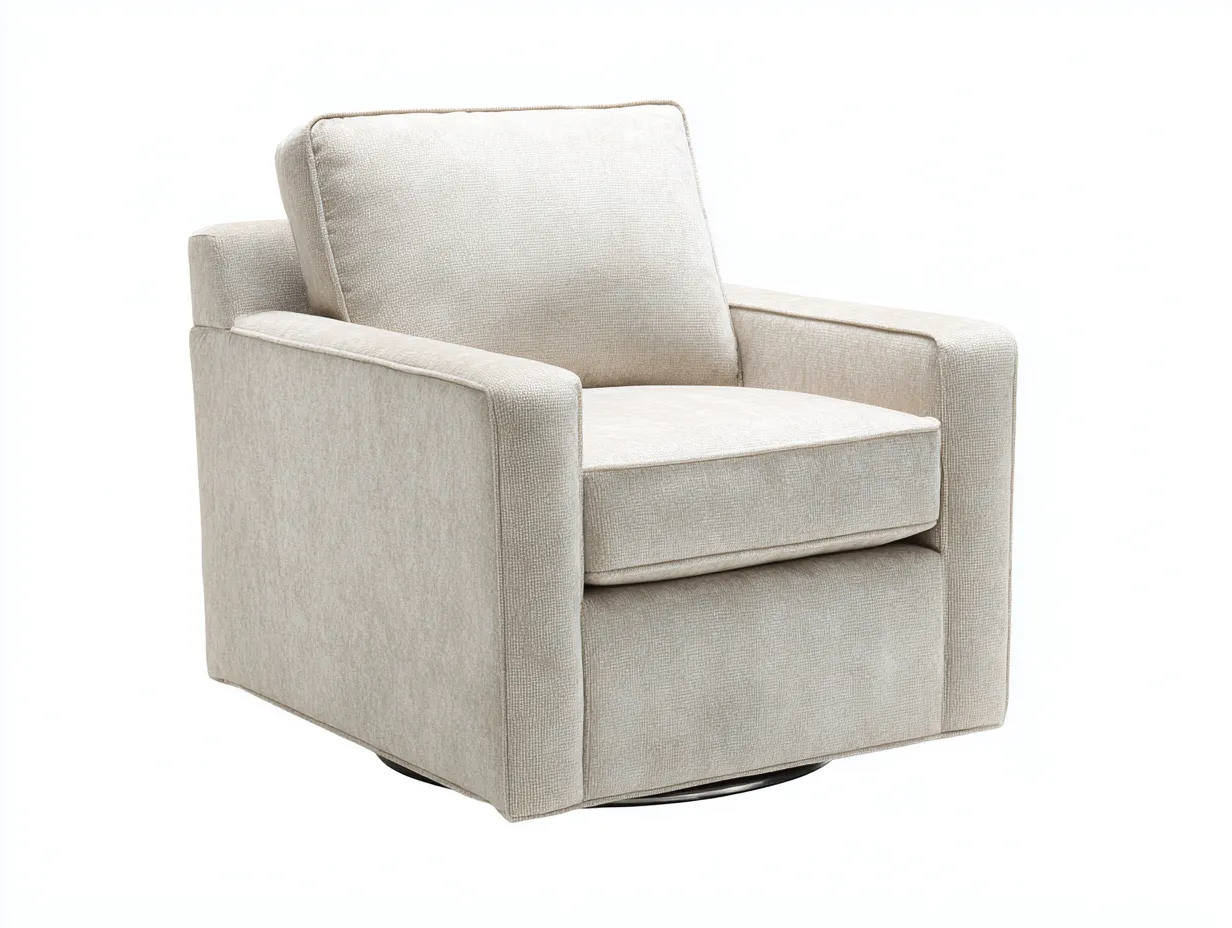 Sessel Bouclé Stoff 95x92x99 cm - Sandbeige - weiches Drehdesign für Wohnzimmer