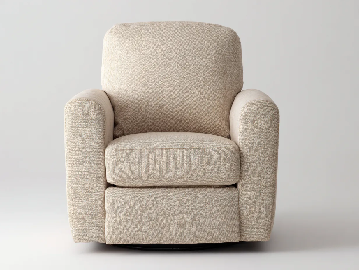 Sessel Stoff 86x84x92 cm - Cremebeige - klassisches Drehdesign für Wohnzimmer