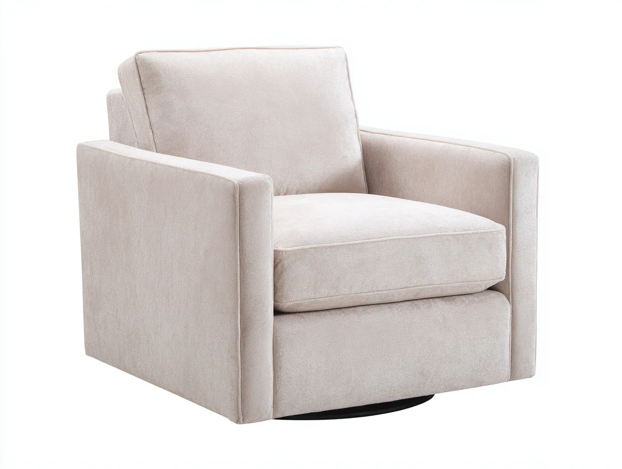 Sessel Stoff 88x86x90 cm - Beige - kompaktes Drehdesign für Wohnzimmer