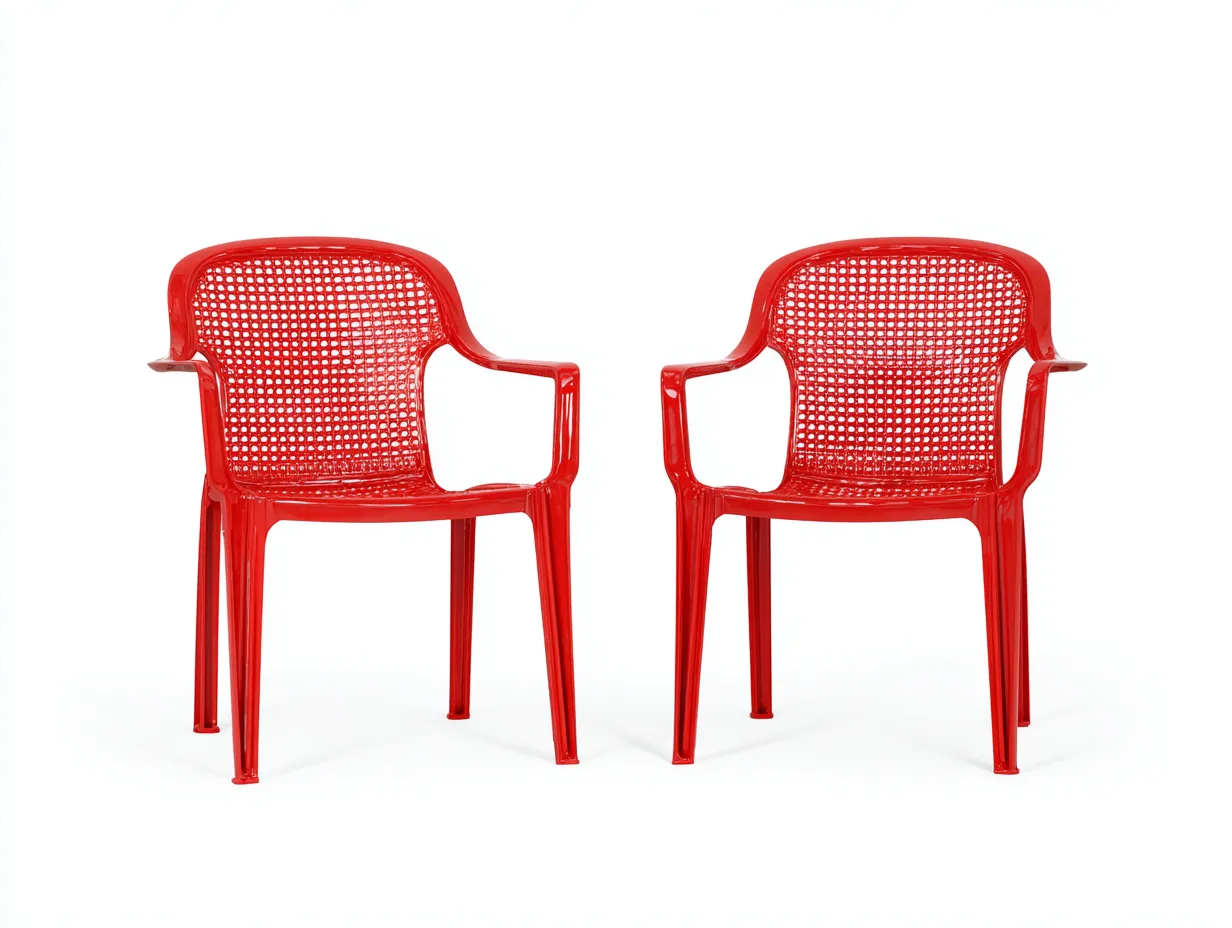 Esszimmerstuhl Kunststoff 56x54x81 cm - Rot - glänzende Outdoor-Optik