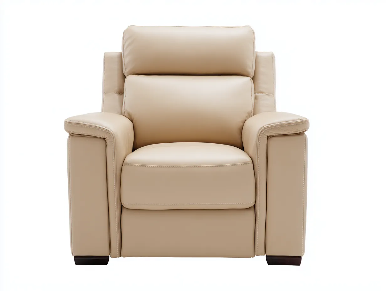 Sessel Leder 98x94x108 cm - Beige - hoher Komfortsessel für Wohnzimmer