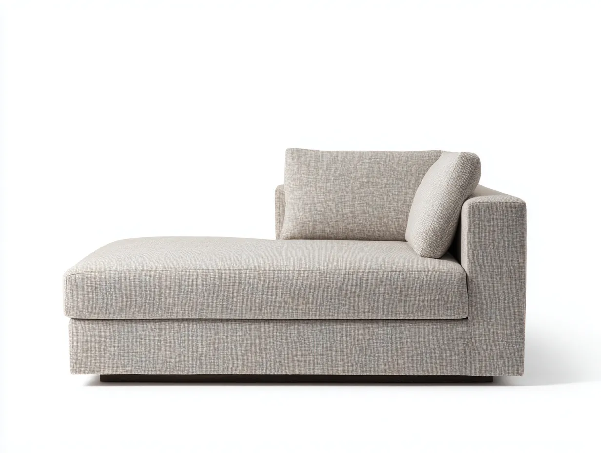 Chaiselongue aus beigem Webstoff 188x91x76 cm - Beige und Dunkelbraun - breite Rückenpartie für Wohnzimmer