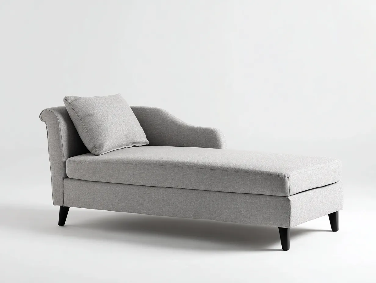 Chaiselongue aus grauem Stoff 198x84x78 cm - Grau und Schwarz - geschwungene Armlehne für Wohnzimmer