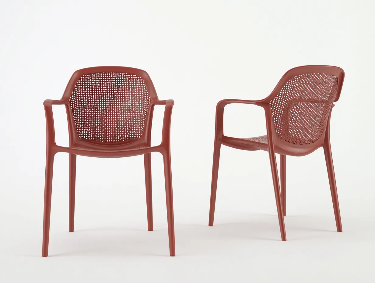 Esszimmerstuhl Kunststoff 58x55x82 cm - Terrakotta - Outdoor-Netzdesign