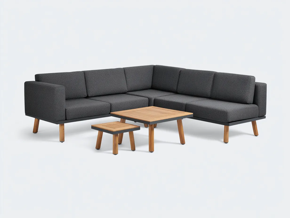 Ecksofa-Set Stoff 215x205x72 cm - dunkelgrau - für Gartenlounge