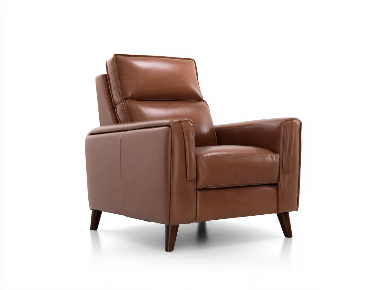 Sessel Leder 94x90x96 cm - Braun - kantiges Lounge Design für Wohnzimmer