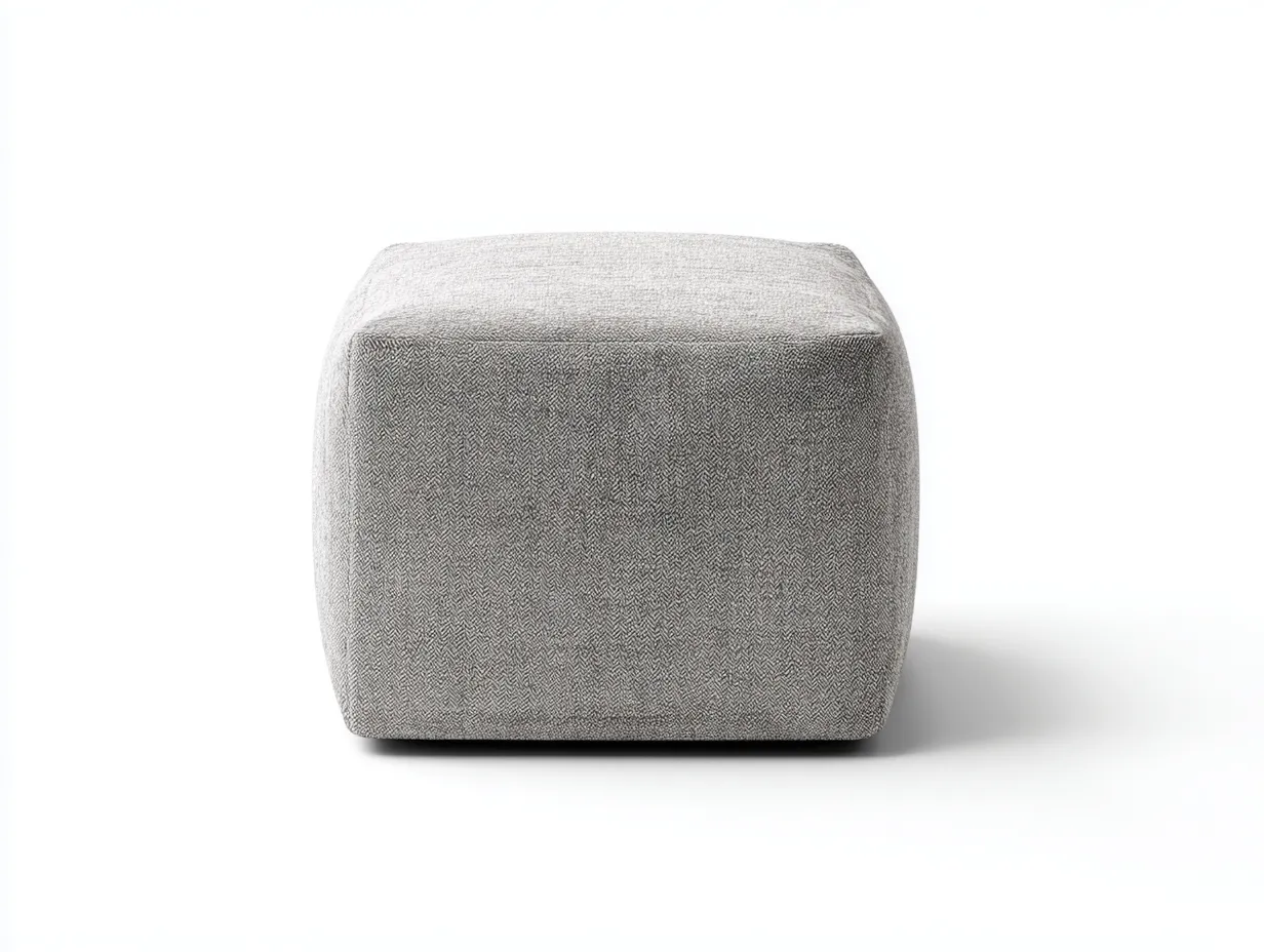 Fußhocker rund 45x45x43 cm - Schwarz und Beige - Holzgestell mit Stoffpolster für Wohnzimmer