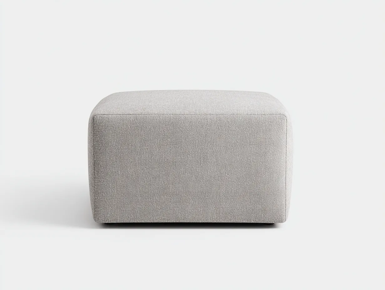 Fußhocker quadratisch 55x55x42 cm - Grau - Strukturstoff mit gepolsterter Würfelform für Wohnzimmer
