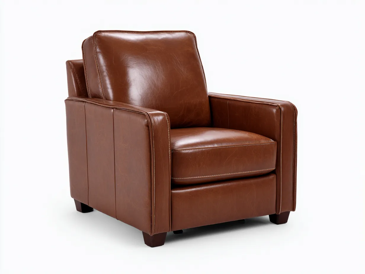 Sessel Leder 96x92x95 cm - Hellbraun - klassisches Polsterdesign für Wohnzimmer