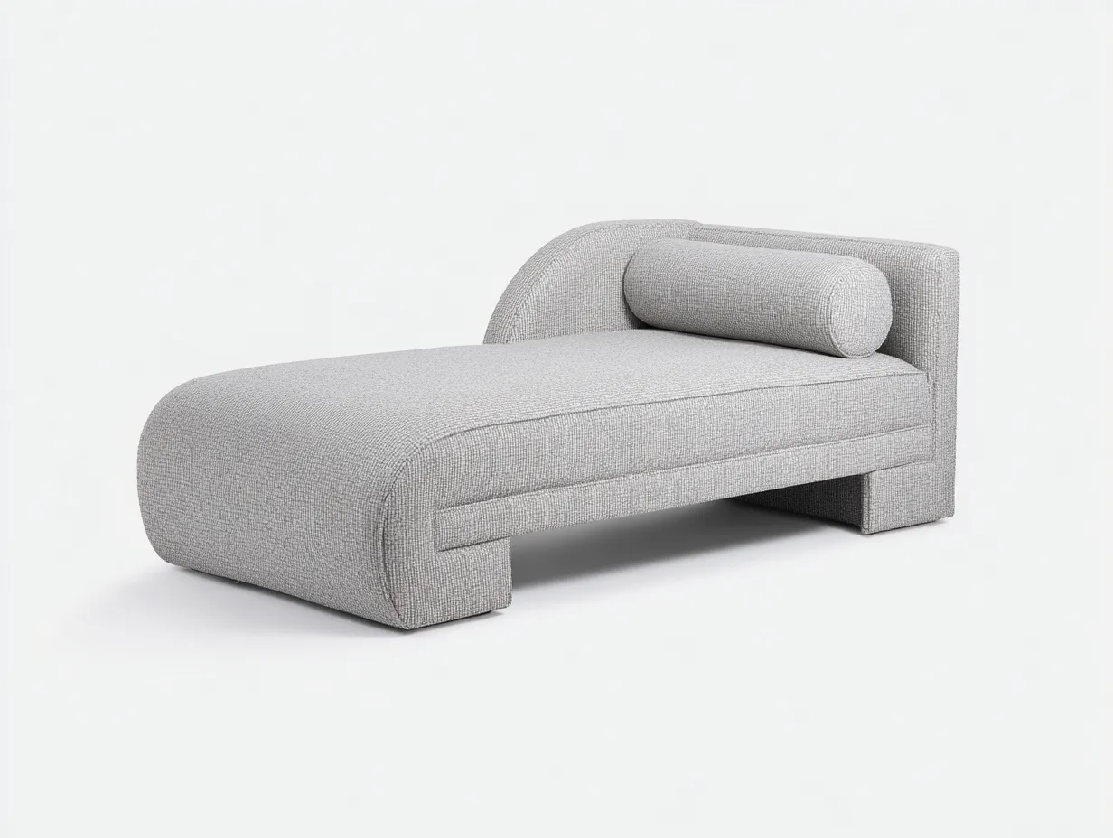 Chaiselongue aus grauem Stoff 175x88x76 cm - Hellgrau - gerundete Liegeform für Wohnzimmer