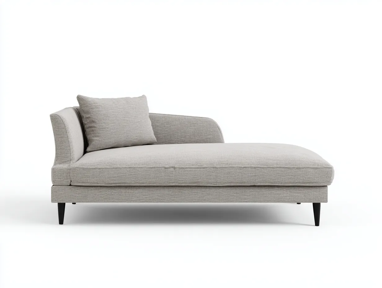 Chaiselongue aus hellgrauem Strukturstoff 182x84x81 cm - Hellgrau und Schwarz - erhöhte Seitenlehne für Wohnzimmer