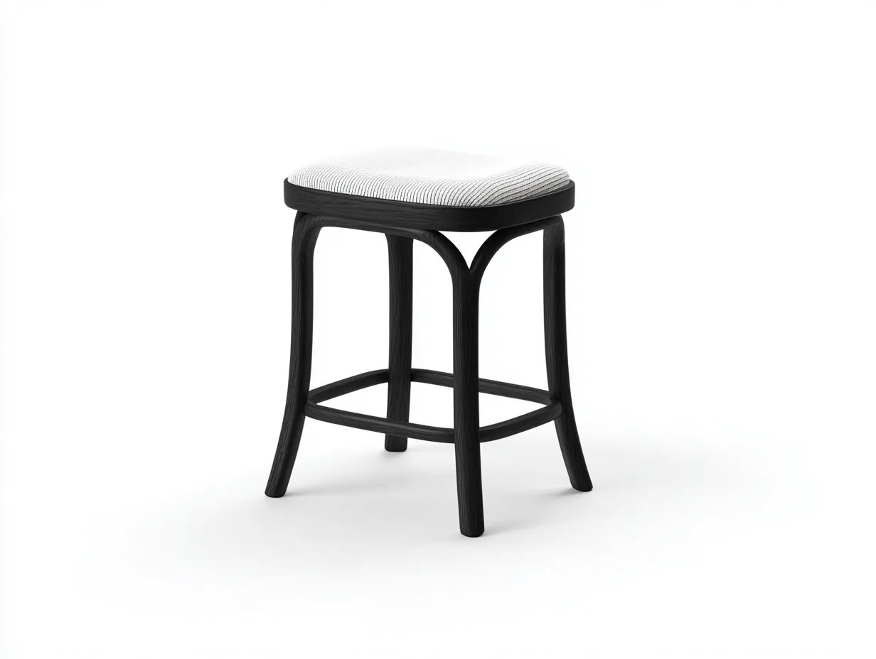Fußhocker rund 60x60x36 cm - Beige und Braun - Stoffbezug mit Ornamentmuster für Wohnzimmer
