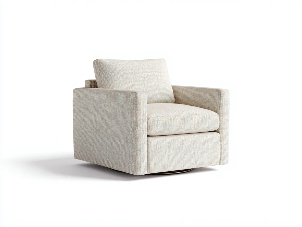 Sessel Stoff 93x90x91 cm - Cremebeige - drehbares Lounge Design für Wohnzimmer