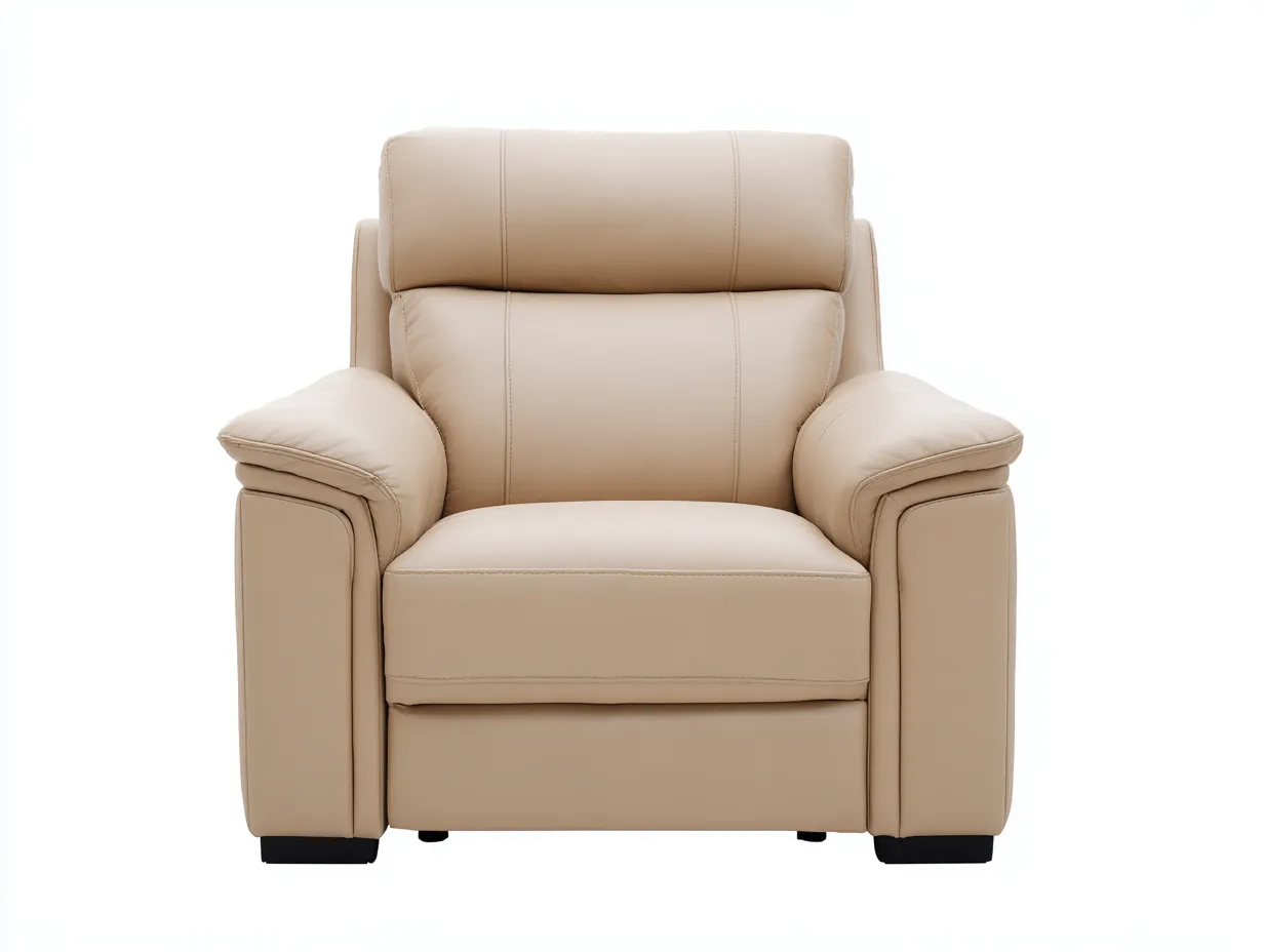 Sessel aus Kunstleder 106x101x107 cm - Beige - gepolstert mit Relaxfunktion für Wohnzimmer
