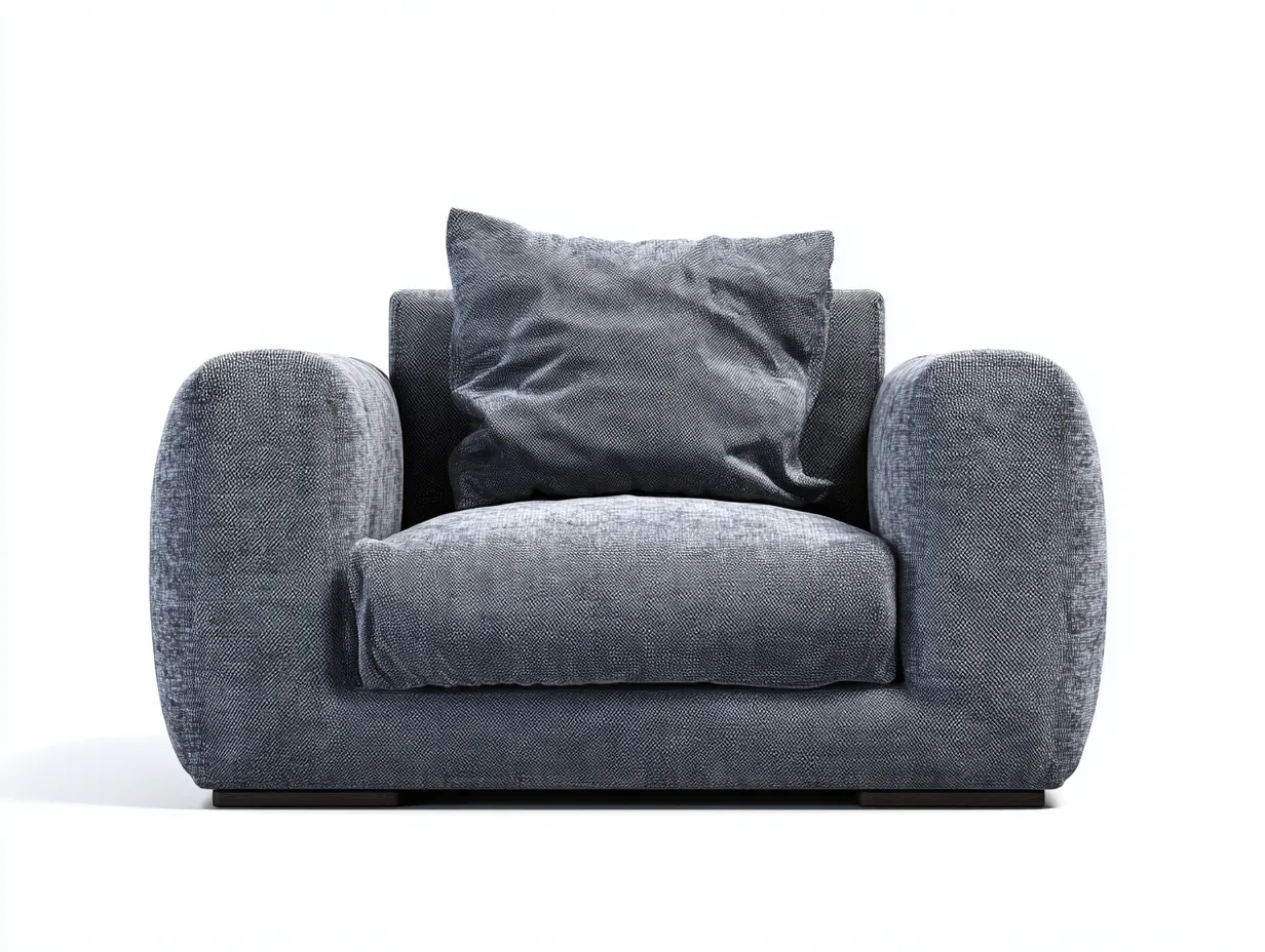 Sillón de tela 118x96x82 cm - gris grafito - brazos cilíndricos para salón
