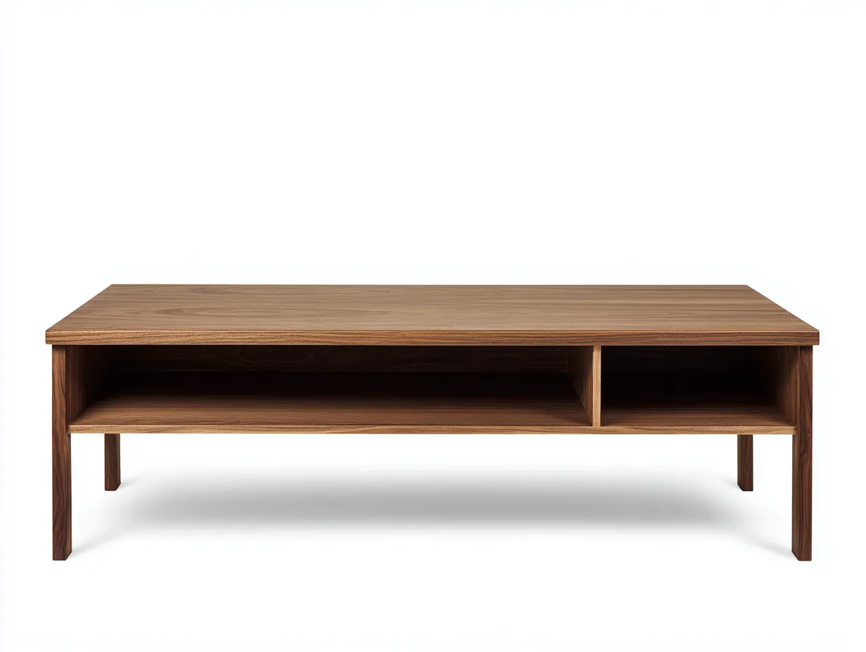 Mesa De Centro de madera 125x62x40 cm - nogal - compartimentos frontales para salón