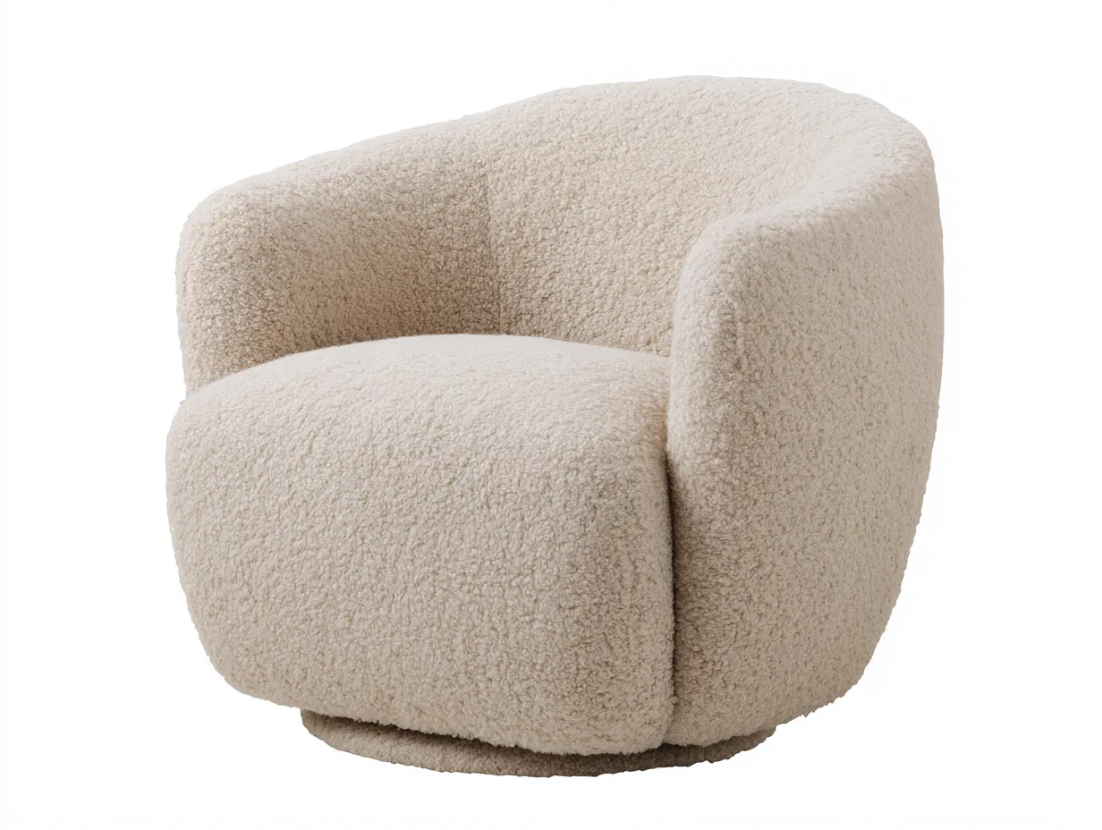 Sillón de pelo sintético 98x92x80 cm - beige cálido - silueta curva para salón