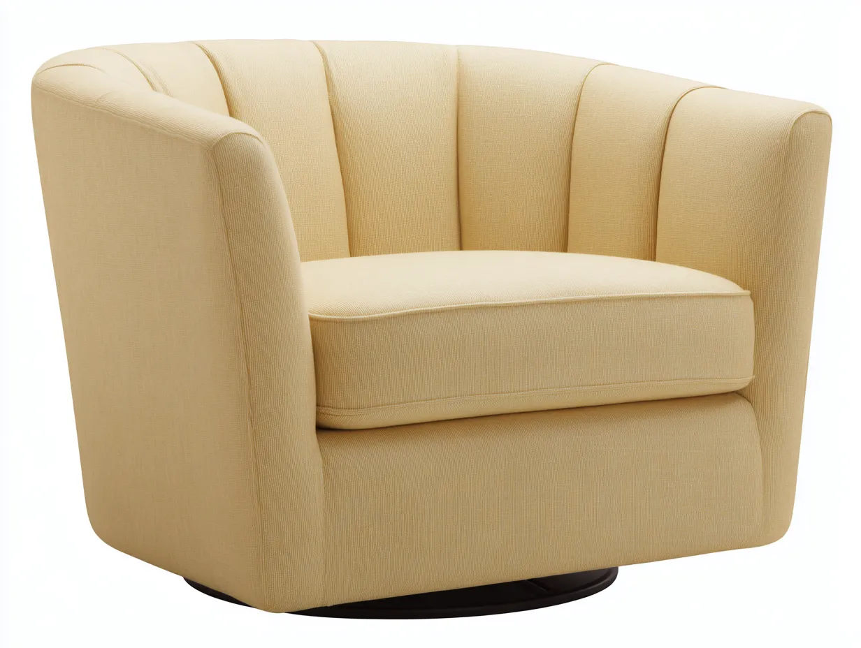 Sillón giratorio de tela 102x93x83 cm - amarillo crema - brazos altos para salón