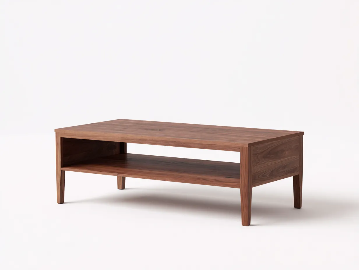 Mesa De Centro de madera 118x58x41 cm - nogal - estante inferior para salón moderno