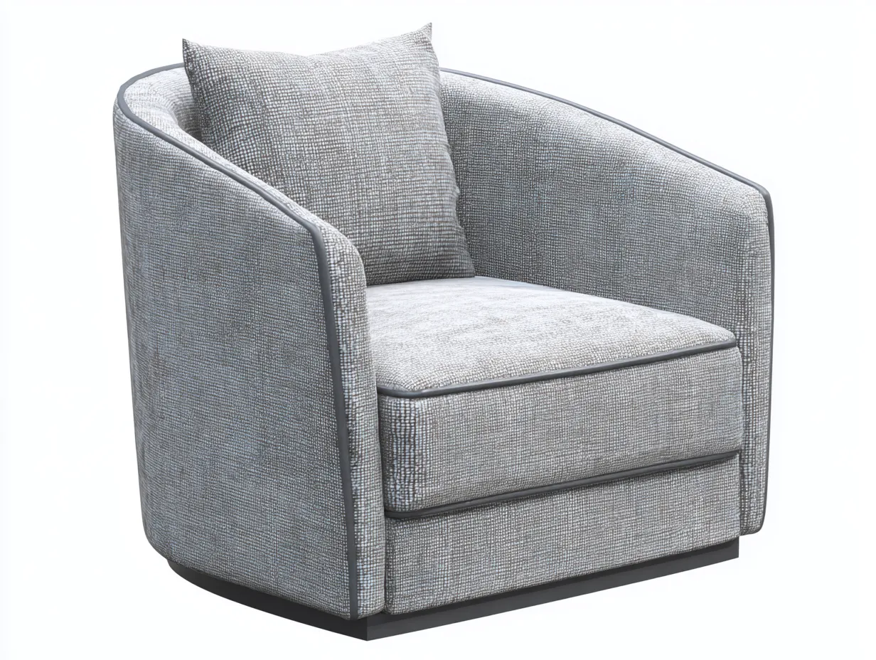 Sillón de tela 104x92x84 cm - gris claro - ribete oscuro para salón