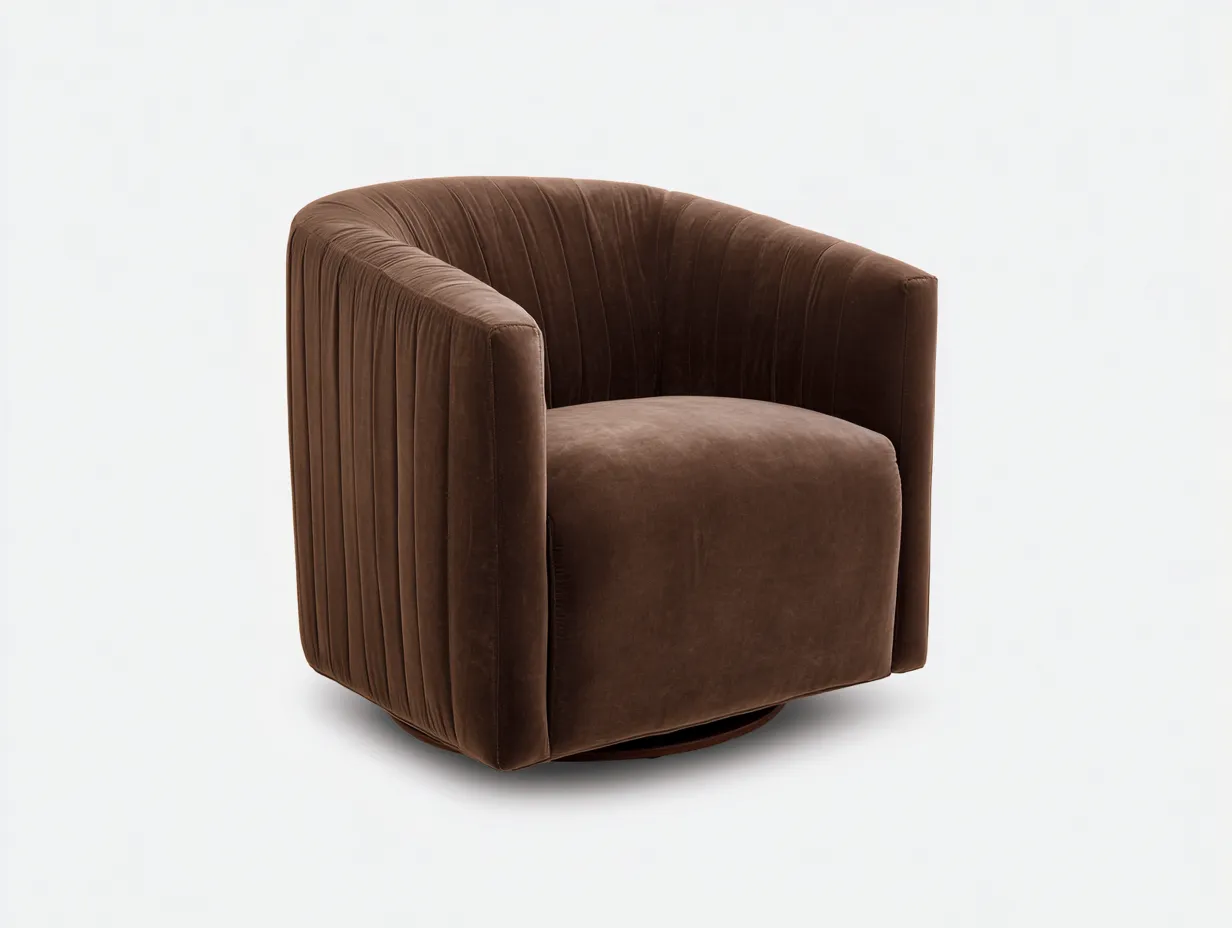Sillón giratorio de tela 92x88x81 cm - beige arena - asiento curvo para salón