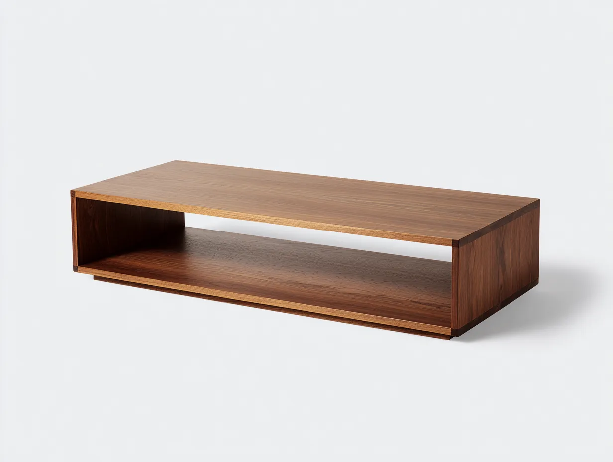 Mesa De Centro de madera 115x56x36 cm - nogal - diseño bajo con balda abierta