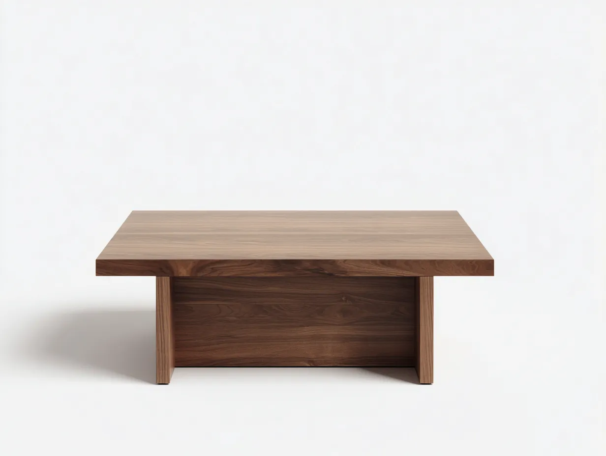 Mesa De Centro de madera 110x65x41 cm - nogal - base central para salón contemporáneo