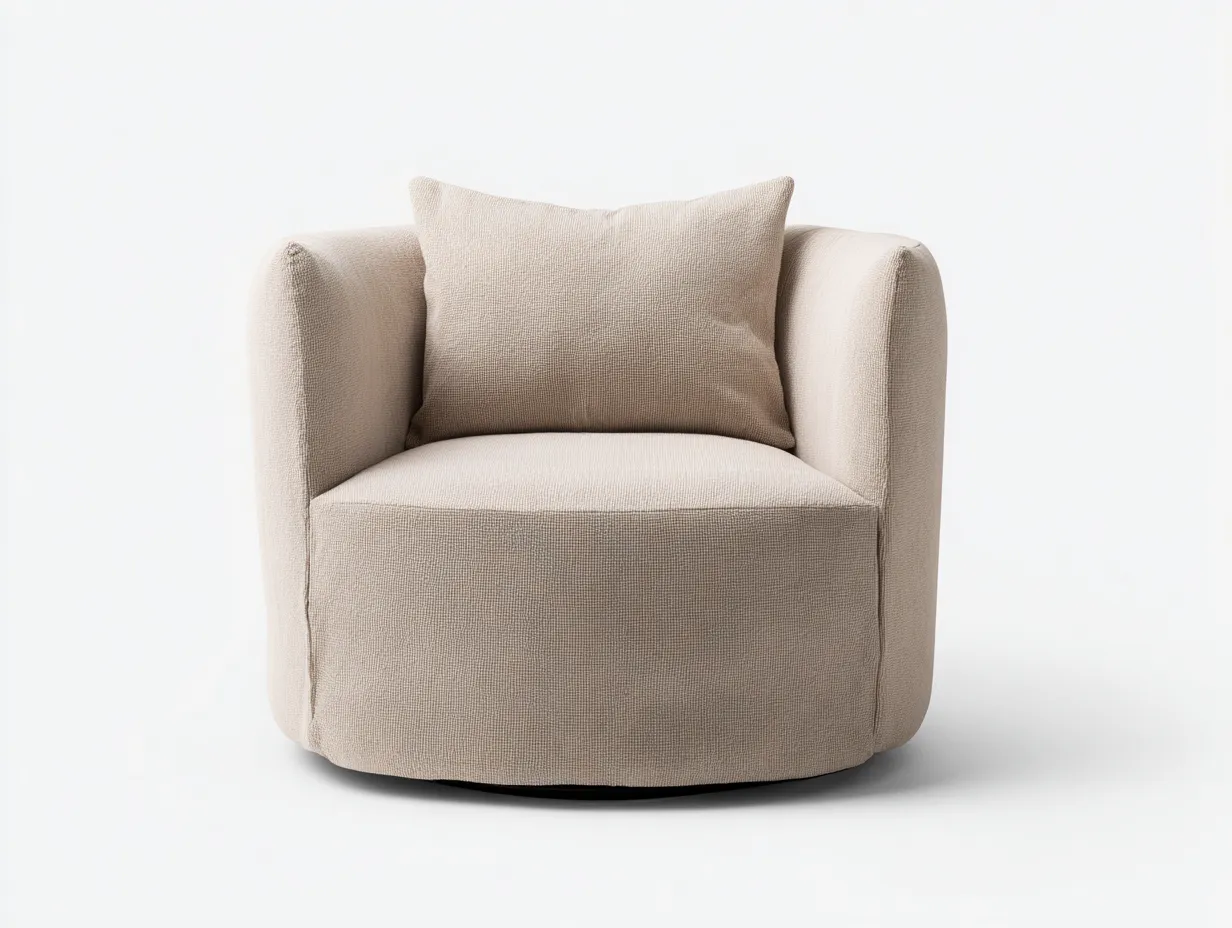 Sillón giratorio de tela 94x88x86 cm - beige arena - brazos curvos para salón