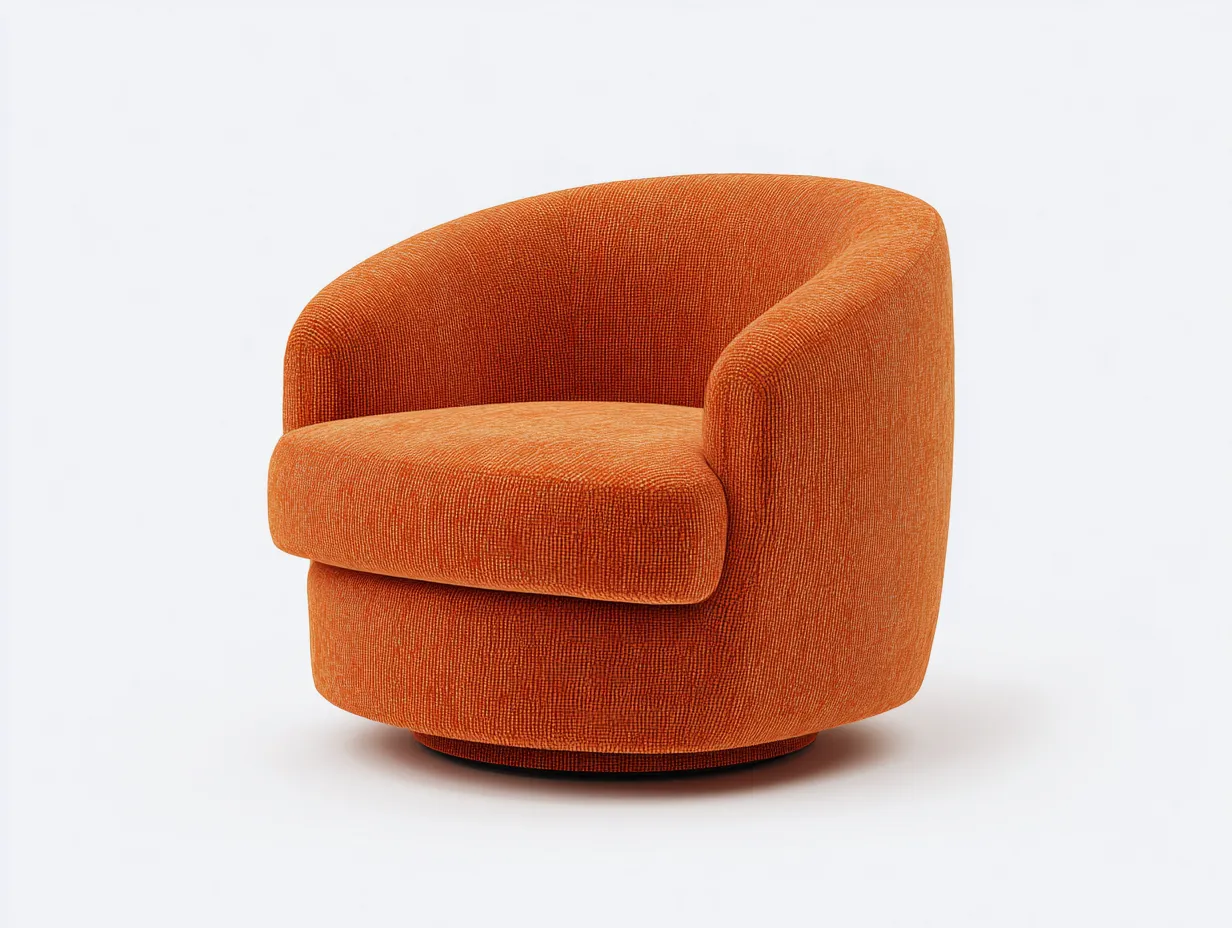 Sillón giratorio de tela 93x87x78 cm - mostaza jaspeado - base negra para salón