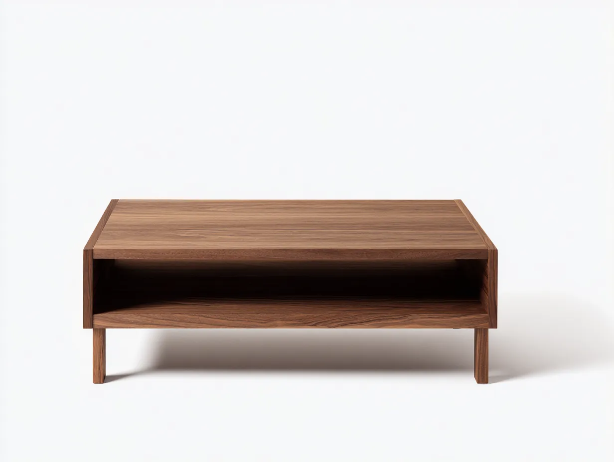 Mesa De Centro de madera 110x55x38 cm - nogal - hueco abierto para salón minimalista