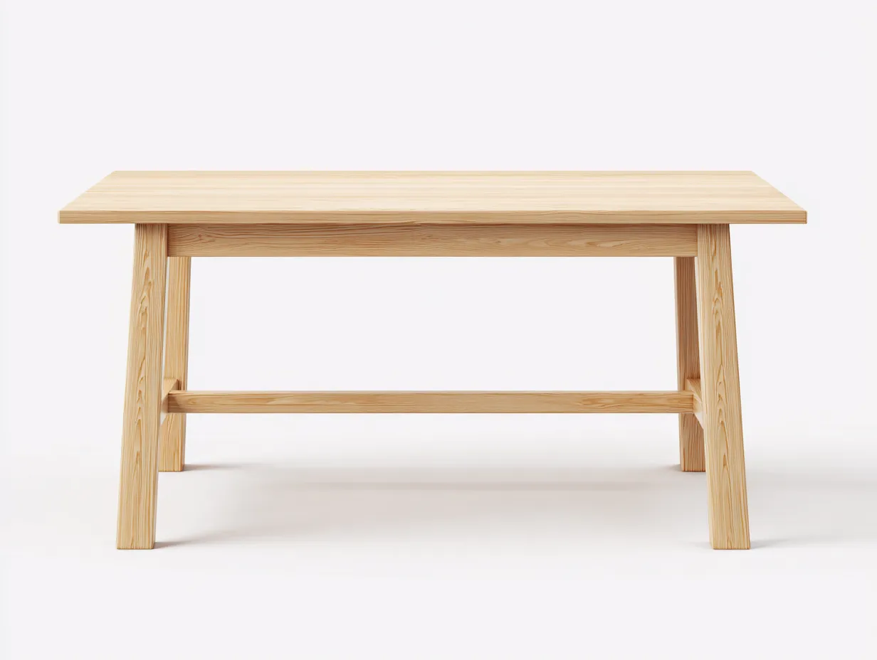 Escritorio de madera 172x72x75 cm - pino natural - travesaño bajo para estudio