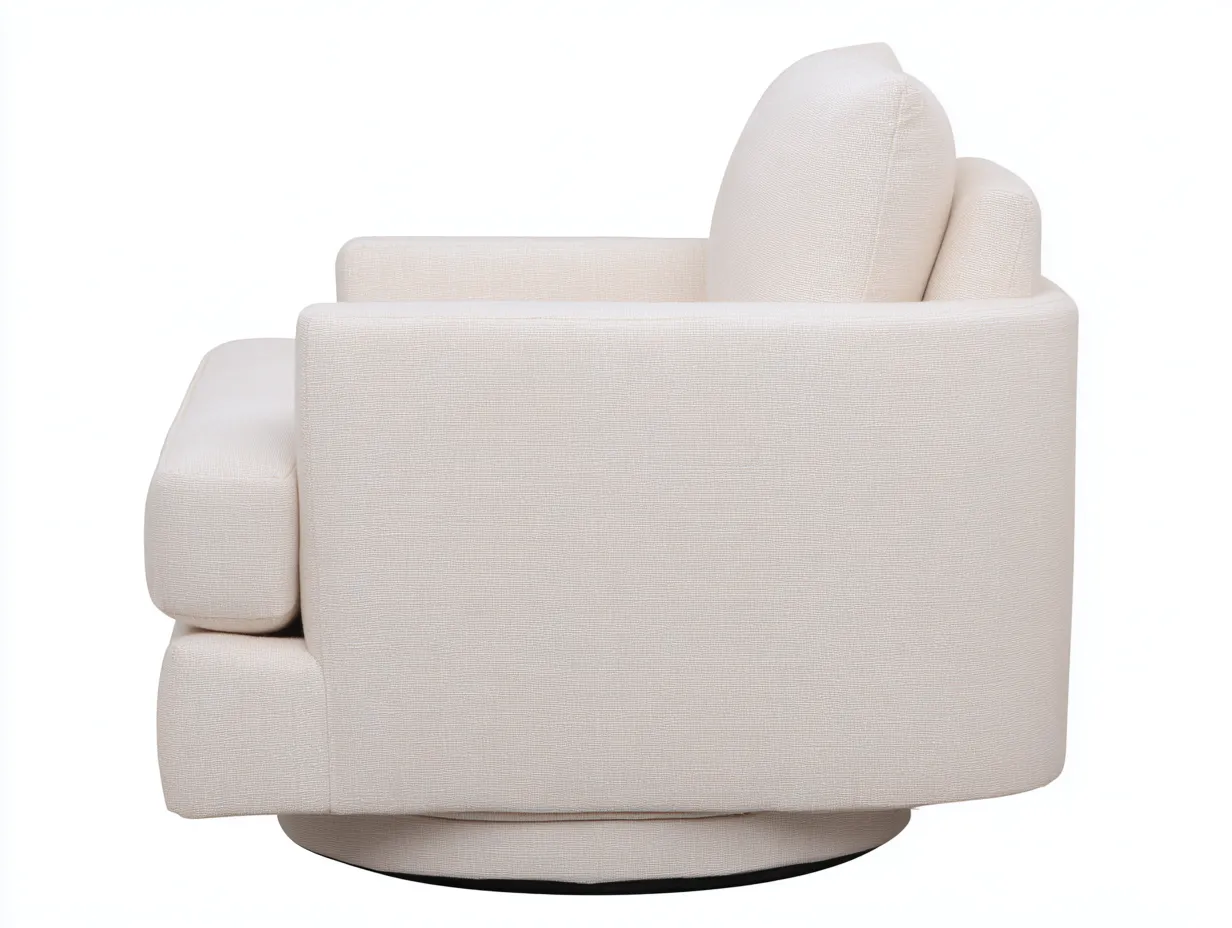 Sillón giratorio de bouclé 91x89x78 cm - crema - diseño redondeado para salón