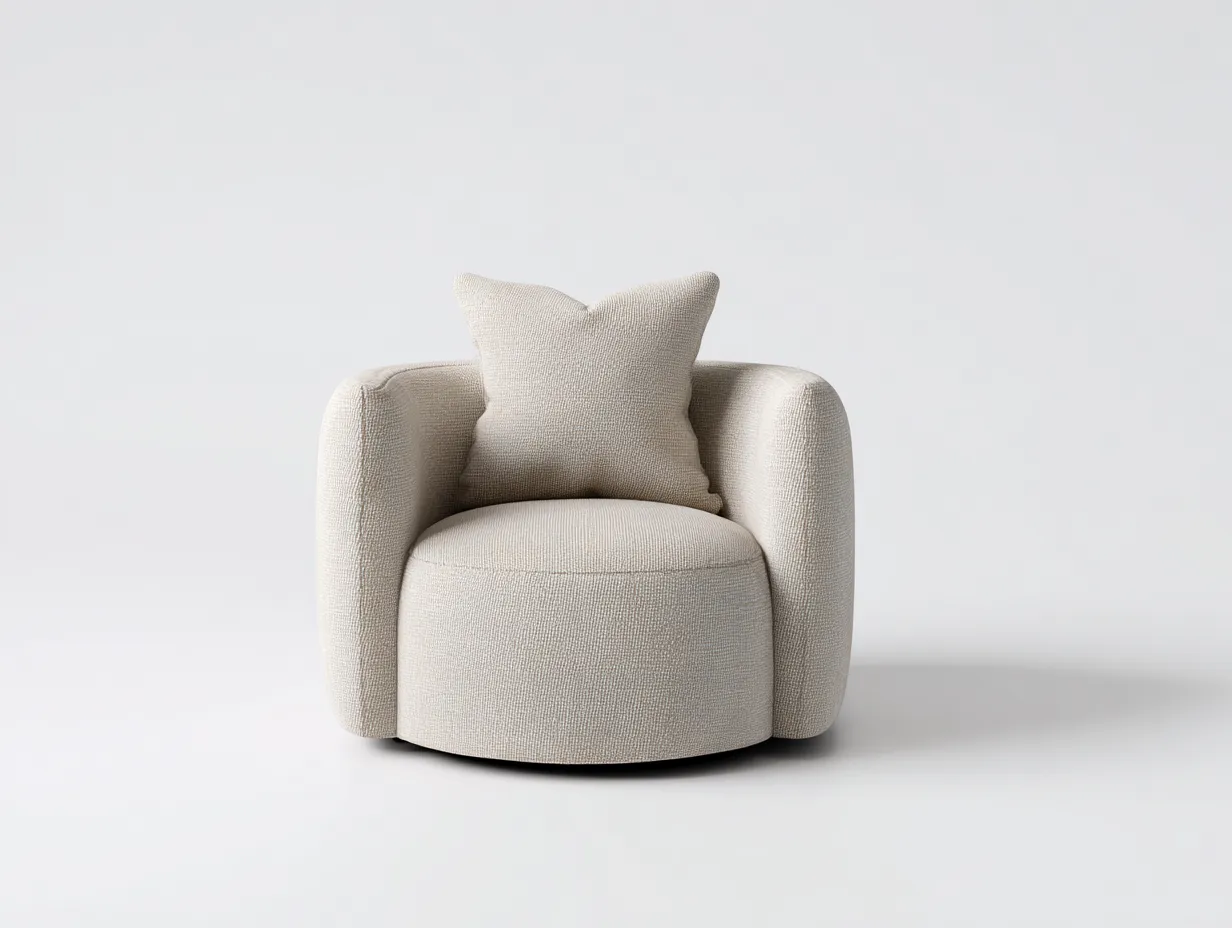 Sillón giratorio de terciopelo 96x91x83 cm - marrón camel - respaldo acanalado para salón