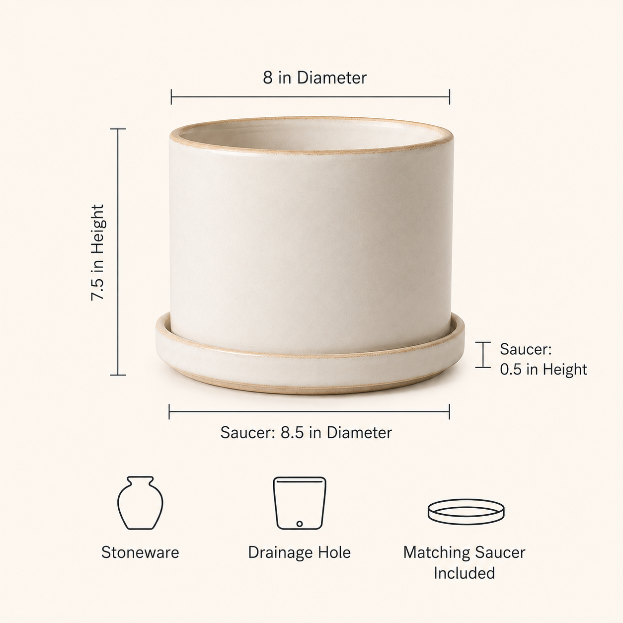 4" Minimal Planter | Stoneware