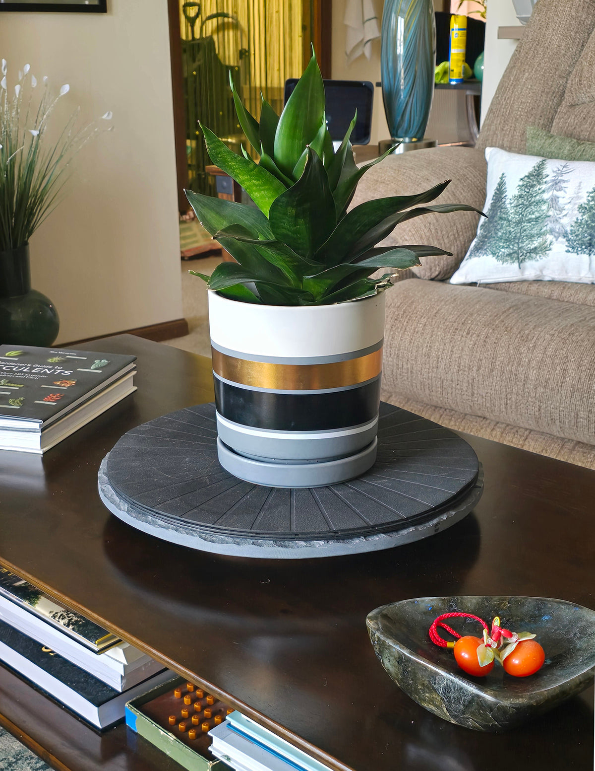 Vibrant Ceramic Planter with Saucer image 5
