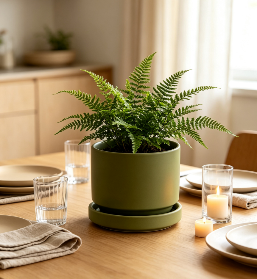 Modern Round Ceramic Planter Set