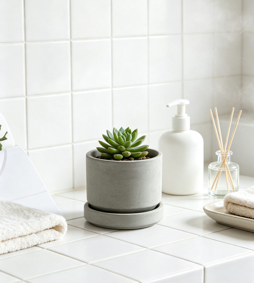 Modern Round Ceramic Planter Set