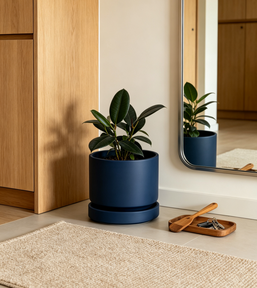 Modern Round Ceramic Planter Set