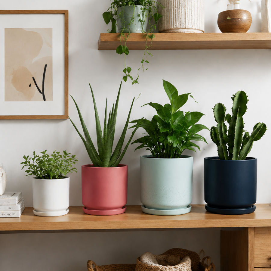 Vibrant Ceramic Planter with Saucer