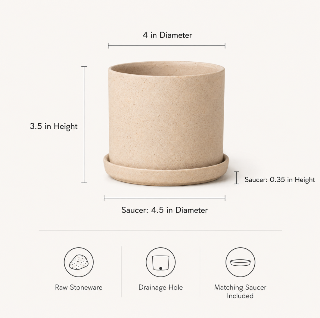 4" Minimal Planter | Raw Stoneware