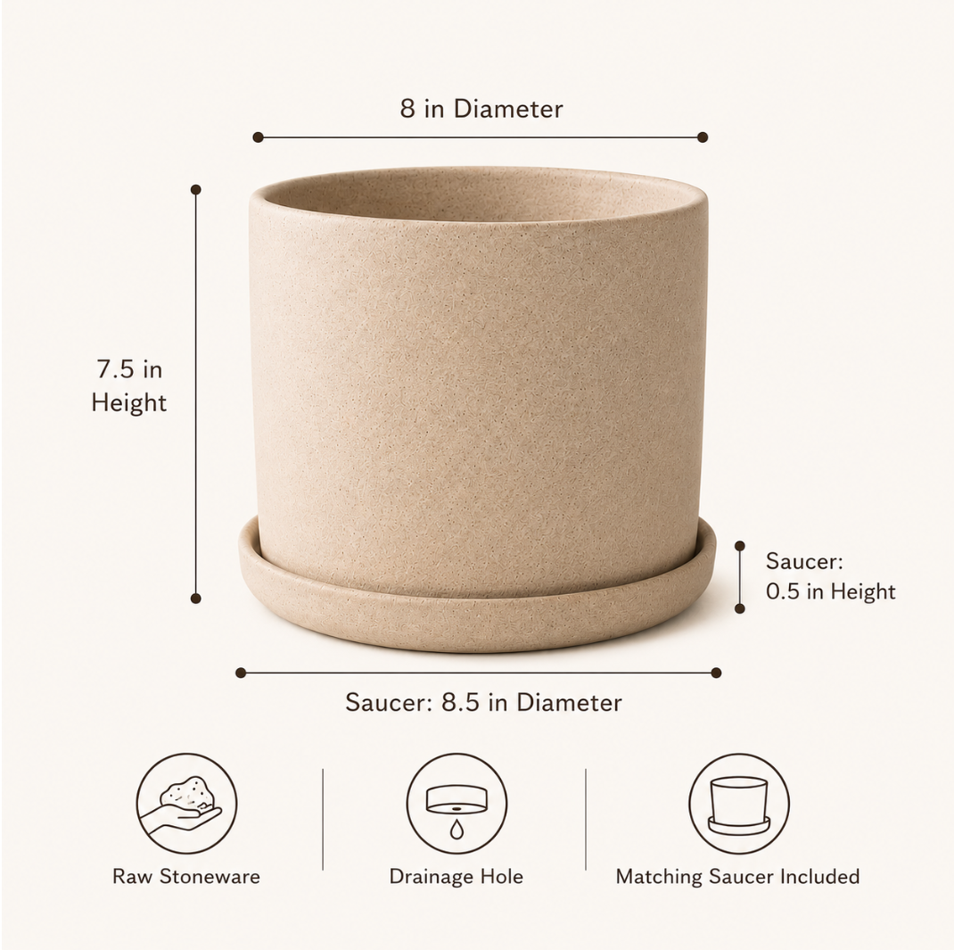 4" Minimal Planter | Raw Stoneware