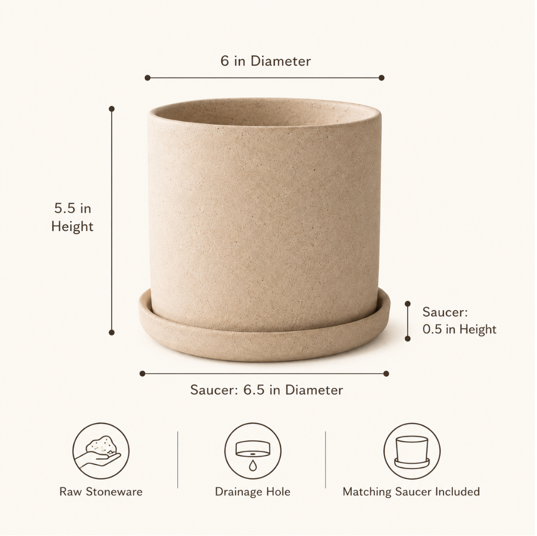 4" Minimal Planter | Raw Stoneware