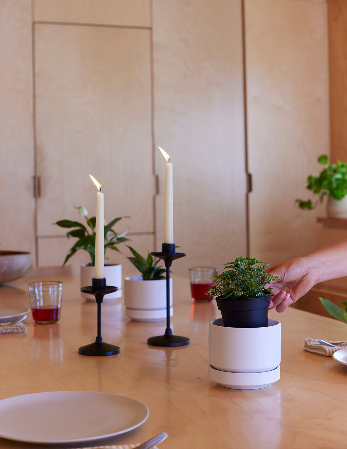 Modern Round Ceramic Planter Set