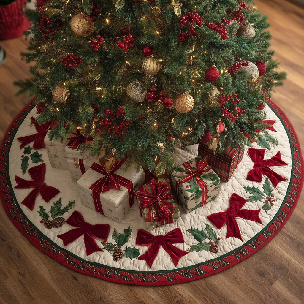 Frostlight Glow Christmas Quilted Tree Skirt NCU0DV1402